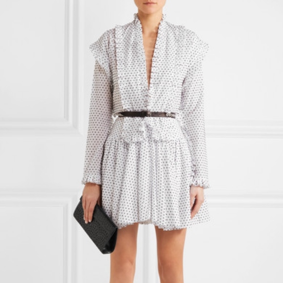 Alaïa Ruffled Swiss-dot cotton mini dress